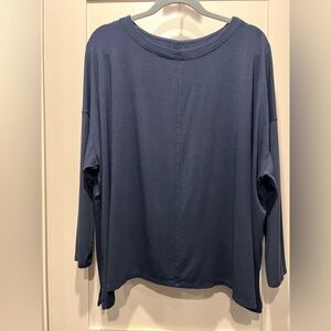 J.Jill Wearever Collection Navy Blue Dolman Ribbed Sleeve Scoop Neck Top Sz XLP